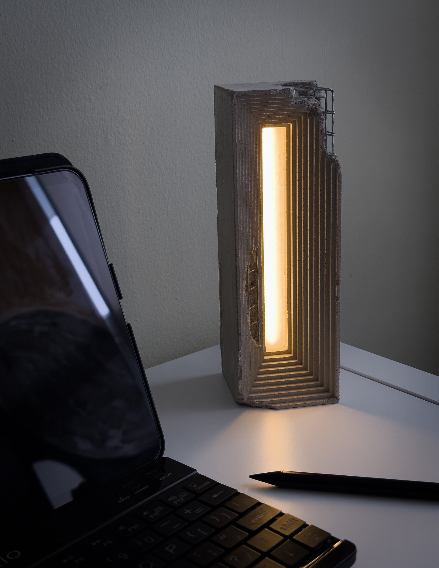 Industrial Table Lamp / Concrete Desk Light / Unique Home Decor / Rustic Lighting / Modern Loft Decor / Luxury Gift For Him / Cement Decor