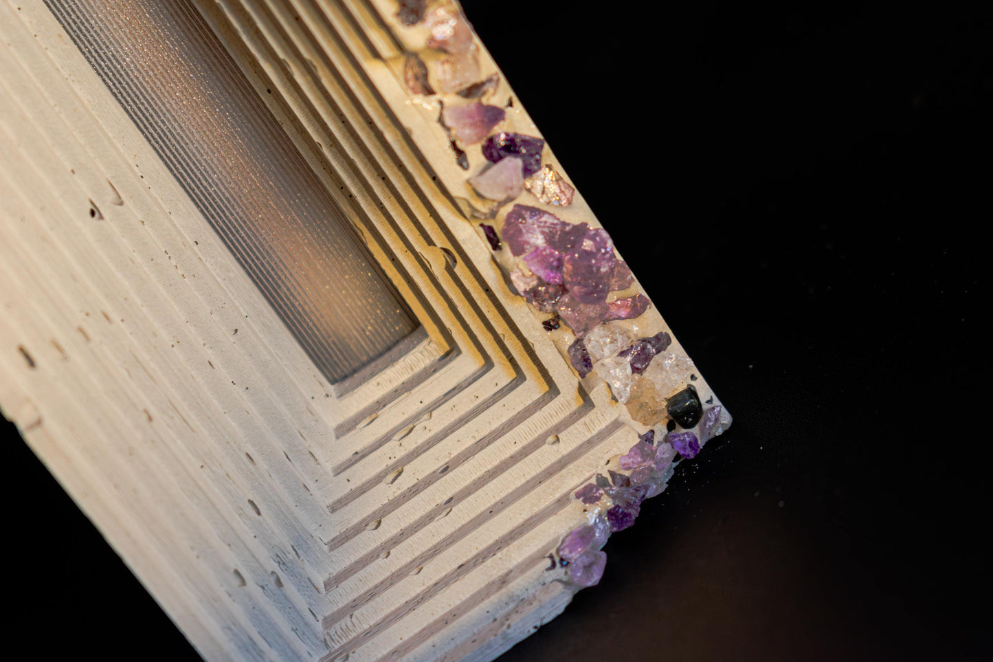 Crystal Industrial Table Lamp / Concrete night Light / Unique Home Decor / Modern Loft Decor / Birthstone / Luxury Gift / Cement Decor